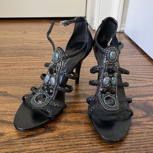 BCBG generation black strappy heels